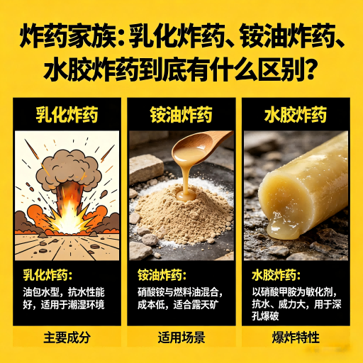 阿拉山口炸药家族：乳化炸药、铵油炸药、水胶炸药到底有什么区别？